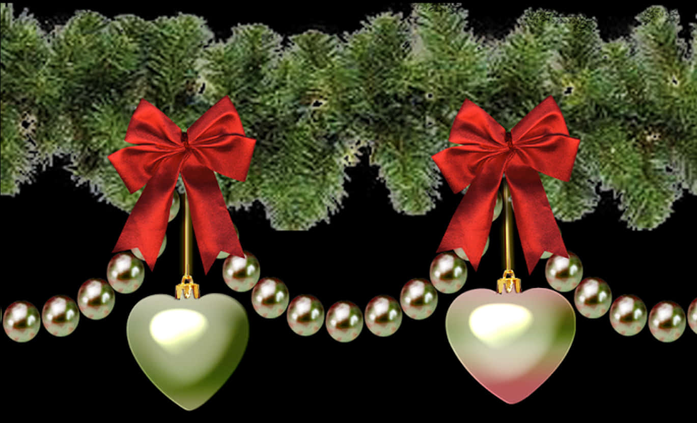 Festive Christmas Borderwith Red Bows PNG Image