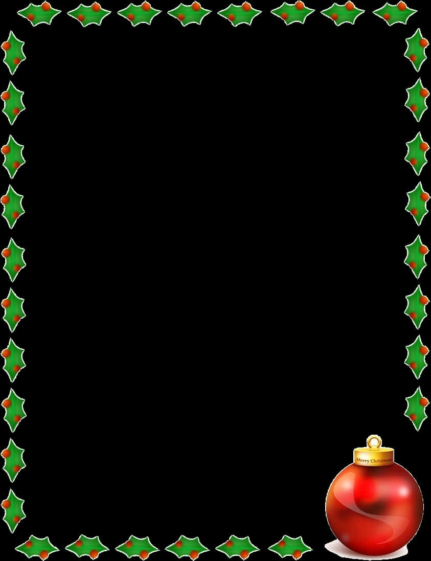 Festive Christmas Borderwith Red Ornament PNG Image