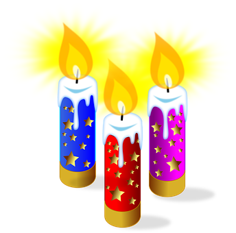 Festive Christmas Candles Glowing PNG Image