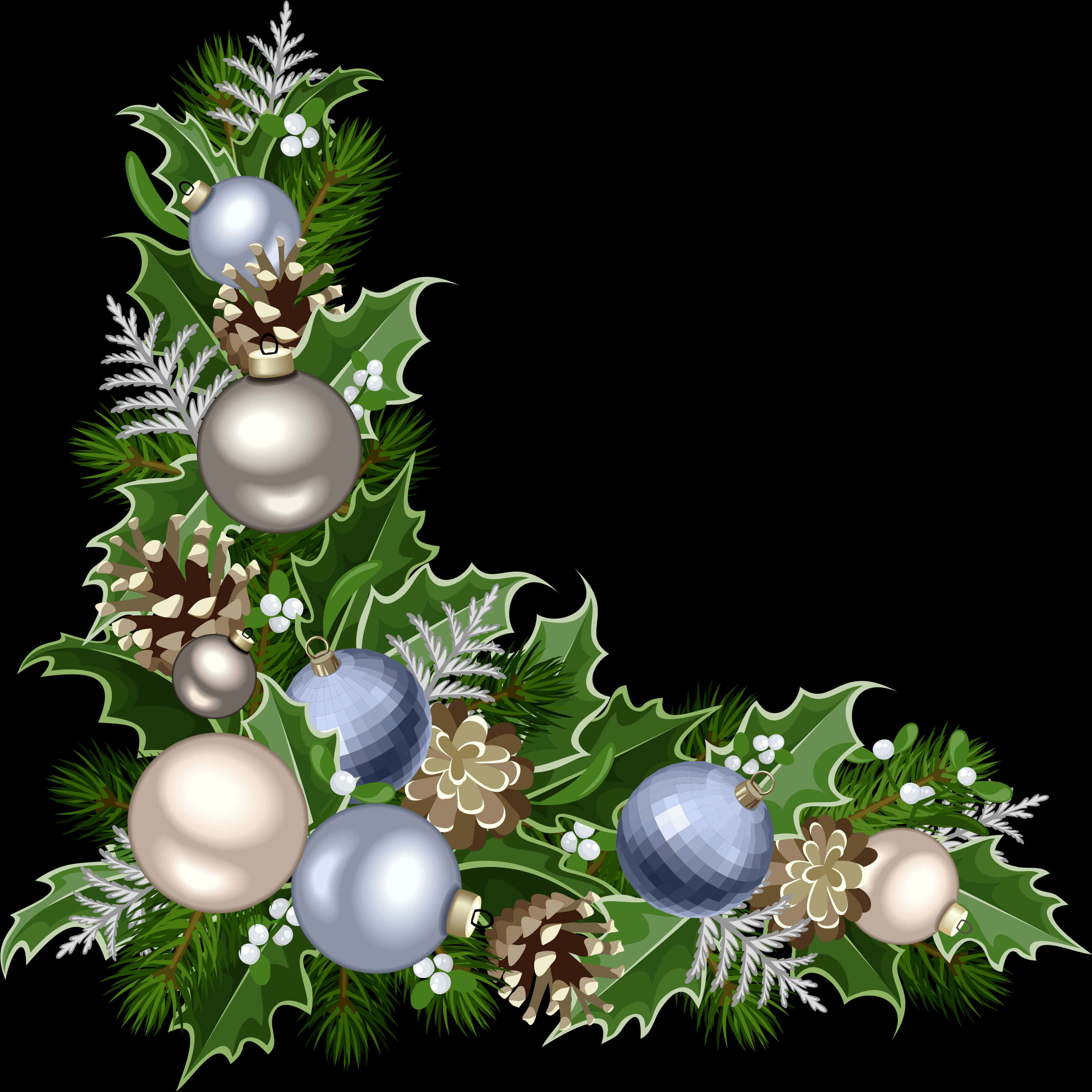 Festive Christmas Corner Border PNG Image