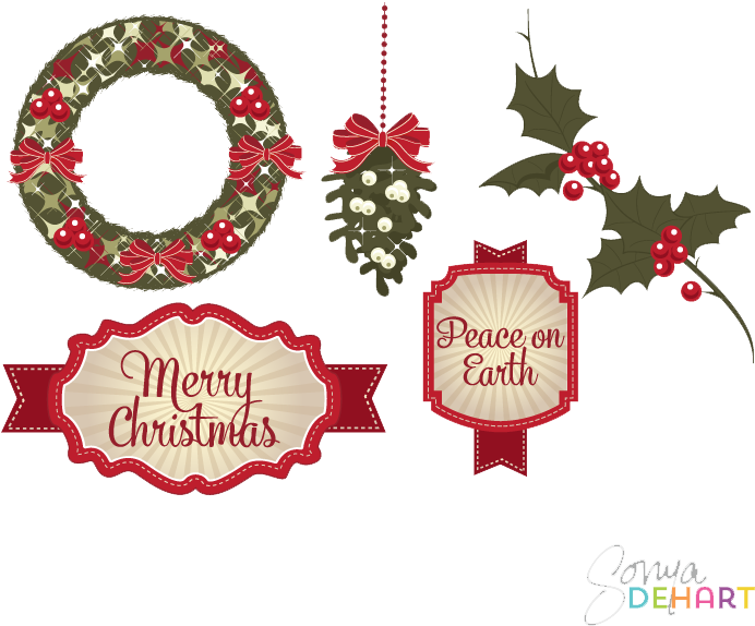 Festive Christmas Decorations Clipart PNG Image