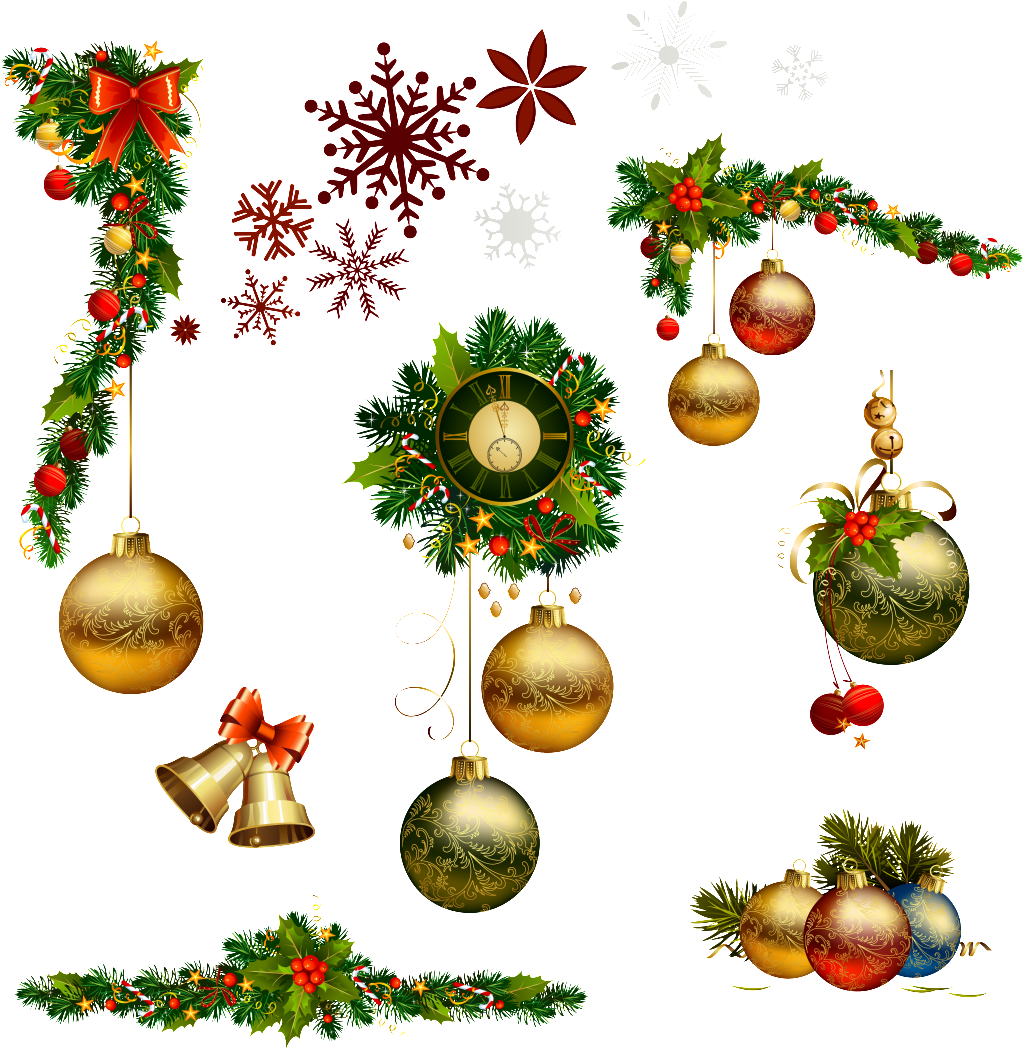 Festive Christmas Decorations Collection PNG Image