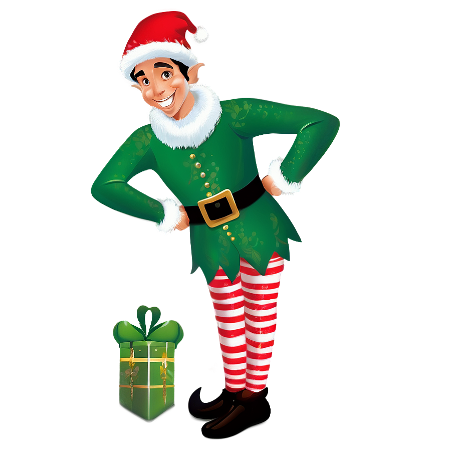 Festive Christmas Elf Cartoon Png 06252024 PNG Image