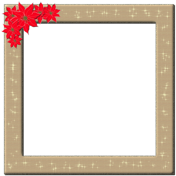 Festive Christmas Framewith Poinsettias PNG Image