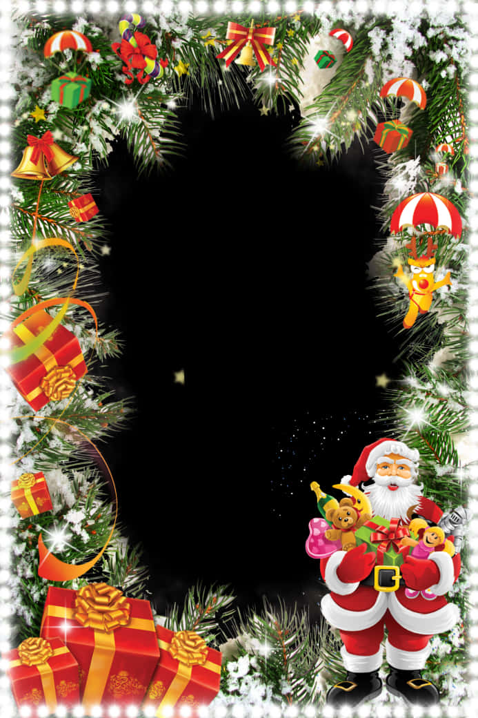 Festive Christmas Framewith Santa Clause PNG Image