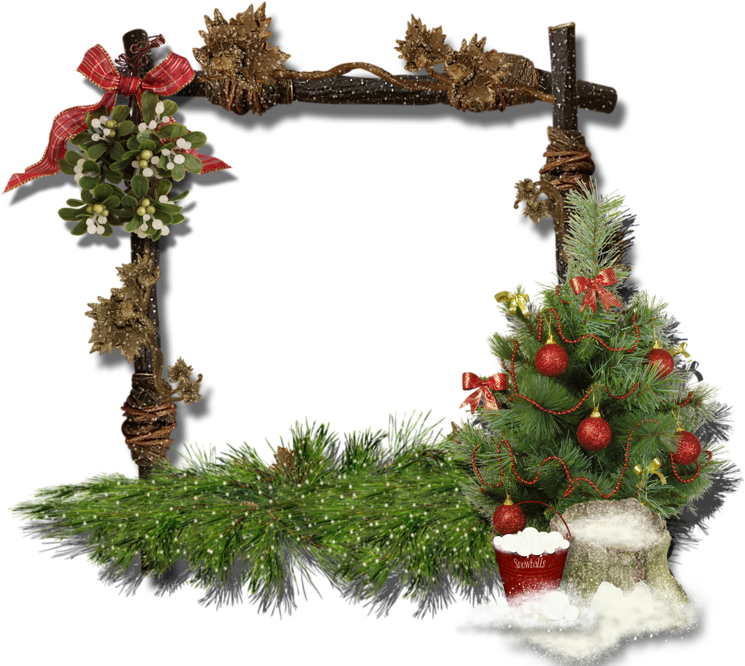 Festive Christmas Framewith Treeand Decorations PNG Image