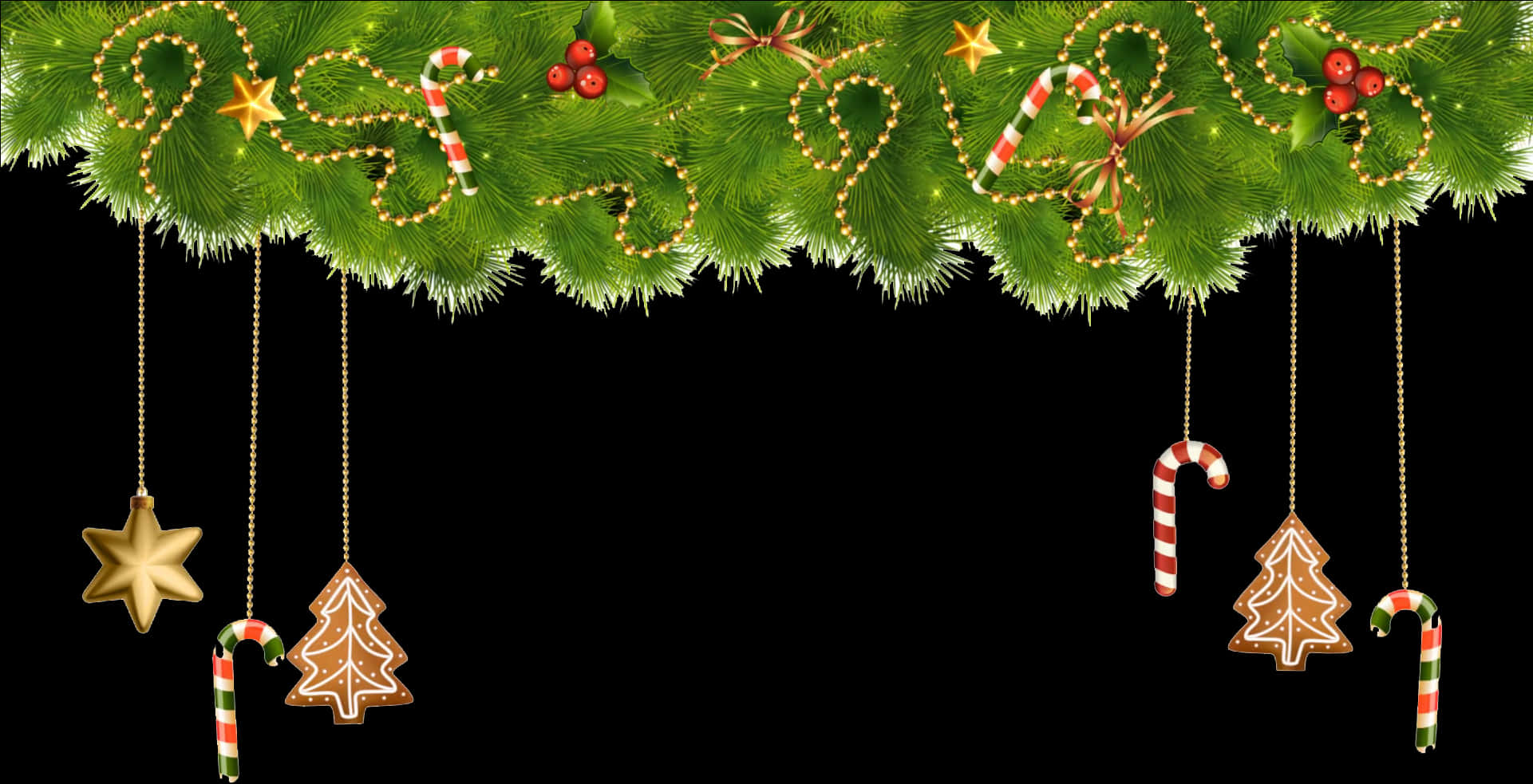 Festive Christmas Garland Decoration PNG Image