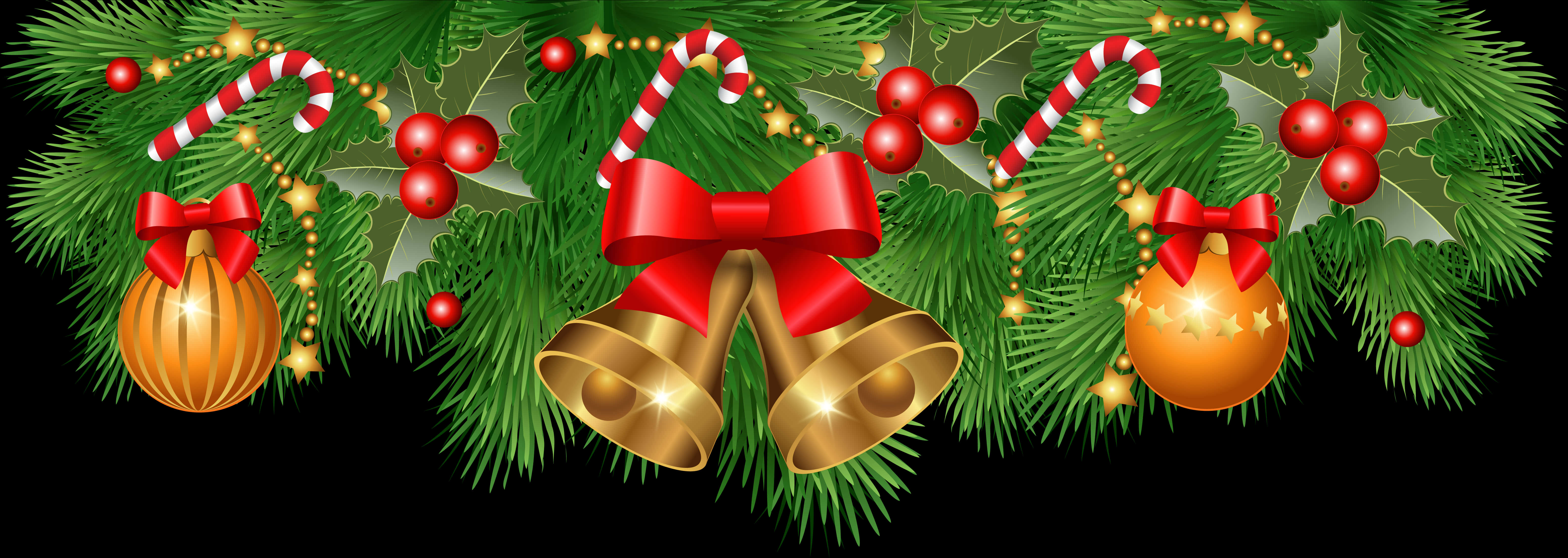 Festive Christmas Garland Decoration PNG Image