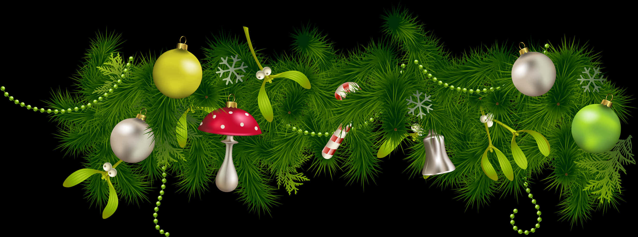 Festive Christmas Garland Decoration PNG Image