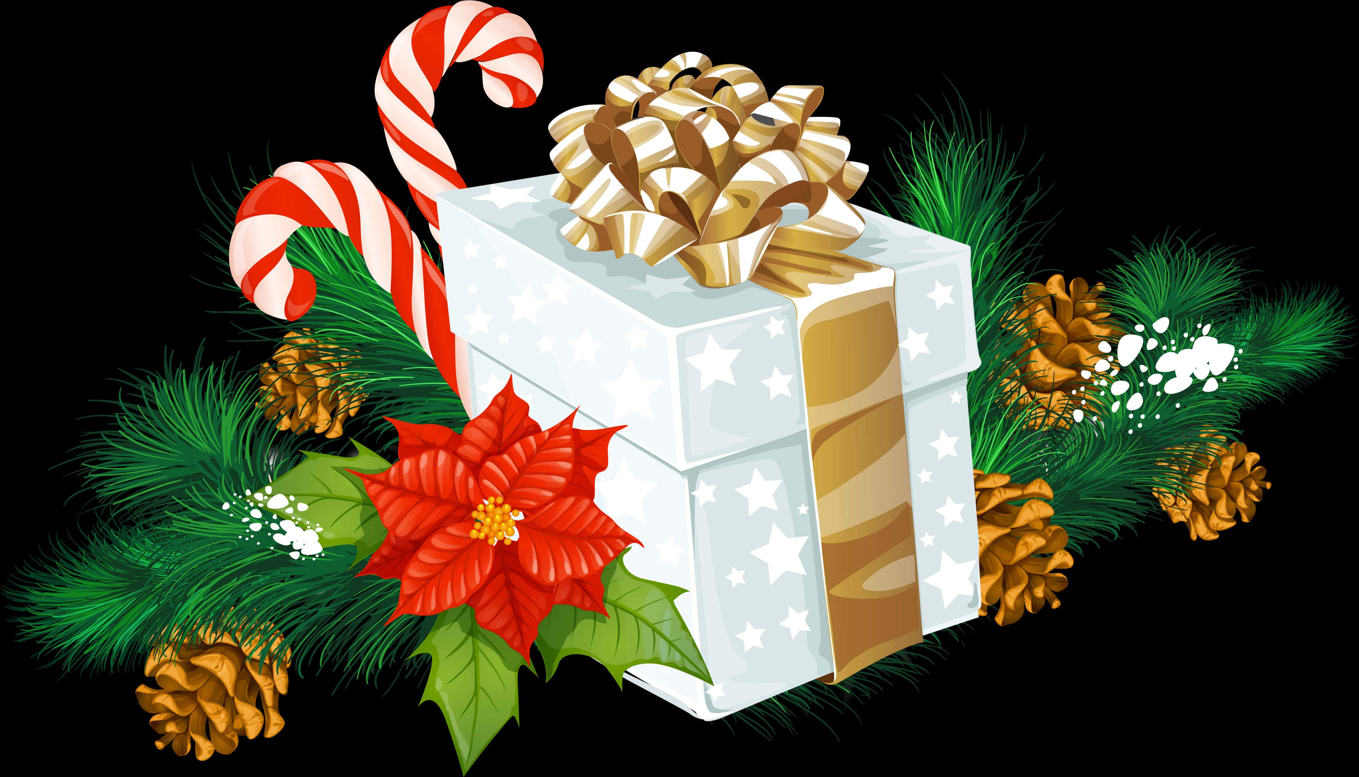 Festive Christmas Giftand Decorations PNG Image