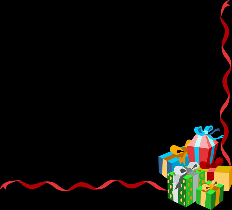 Festive Christmas Gifts Border PNG Image