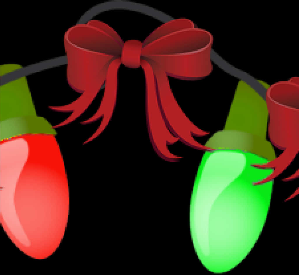 Festive Christmas Lights Bow Illustration PNG Image