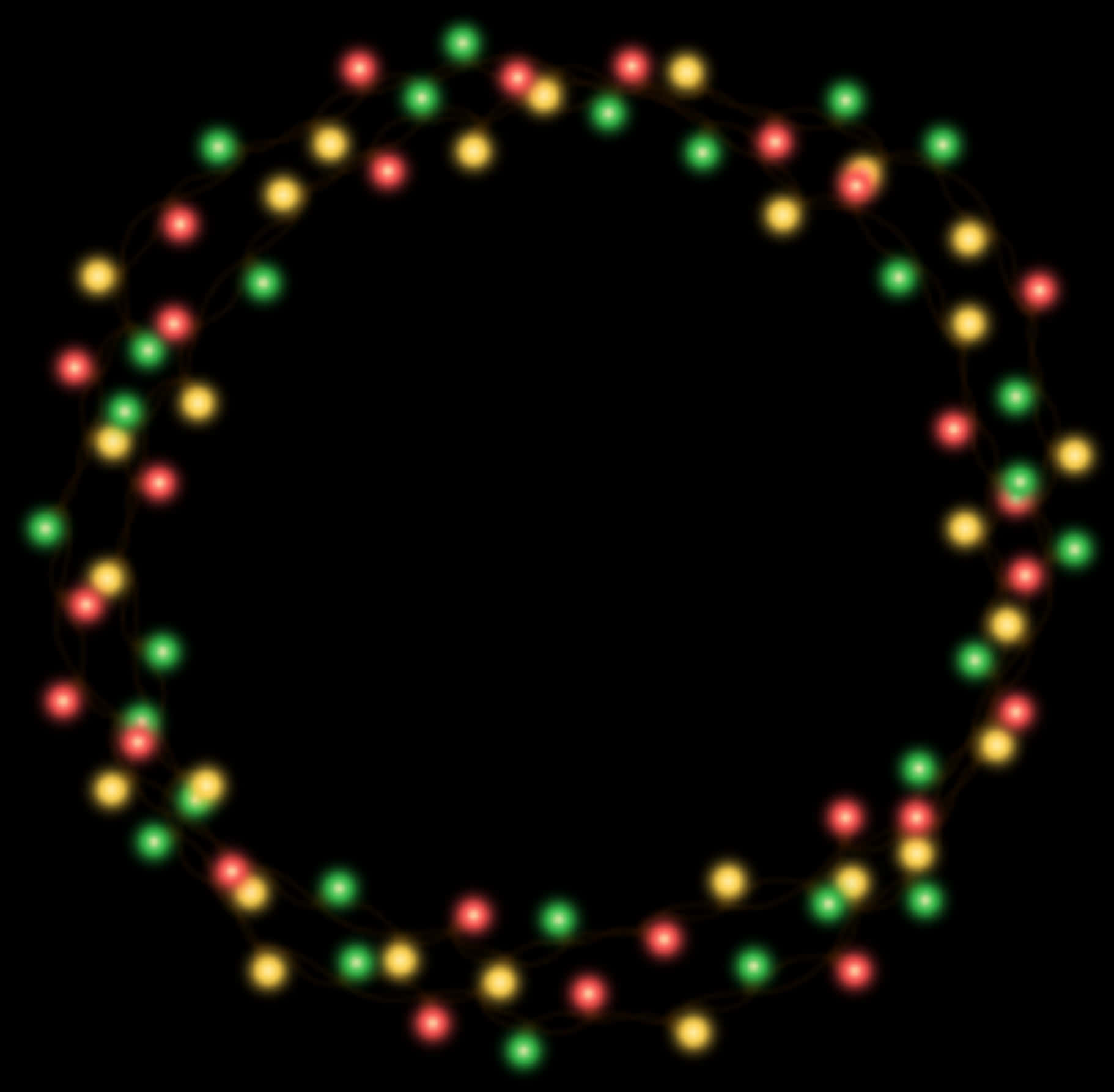 Festive Christmas Lights Circle PNG Image