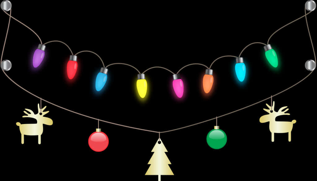 Festive Christmas Lightsand Decorations PNG Image