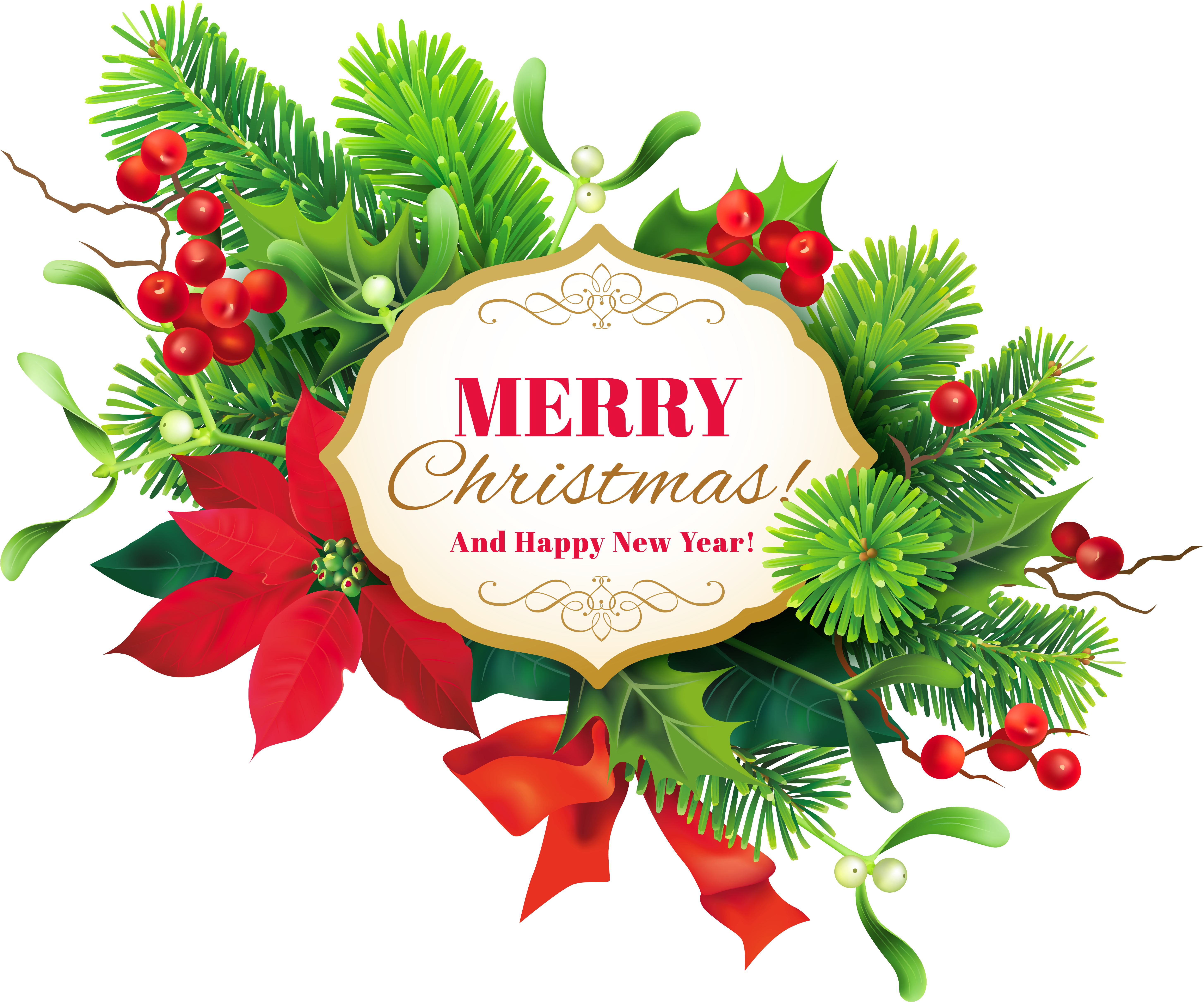 Festive Christmas New Year Greeting PNG Image