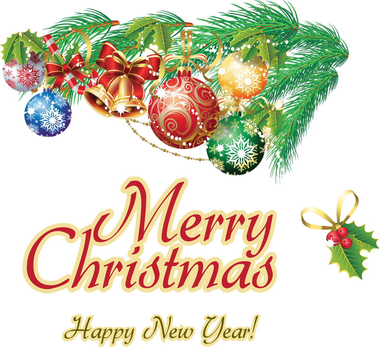 Festive Christmas New Year Greeting PNG Image