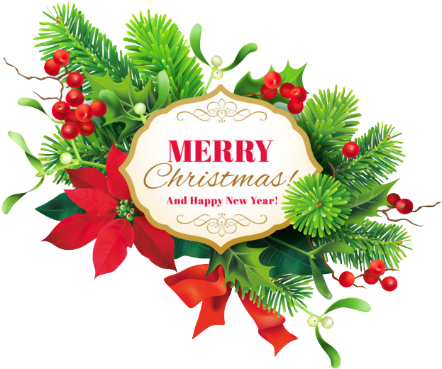 Festive Christmas New Year Greeting PNG Image