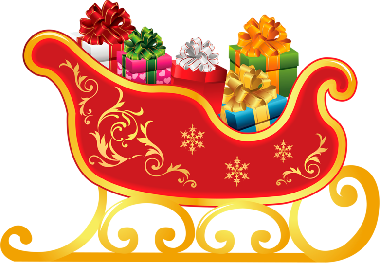 Festive Christmas Sleigh With Gifts.png PNG Image