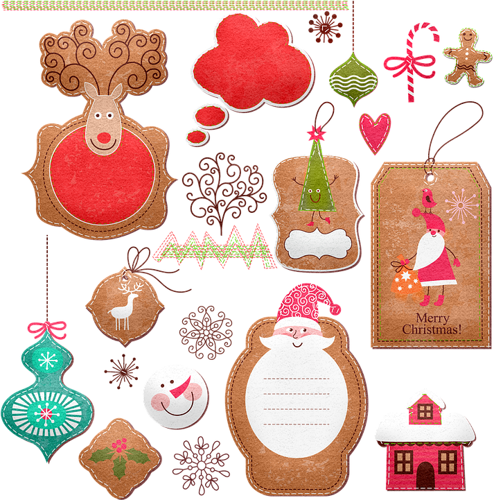 Festive Christmas Tags Illustration PNG Image