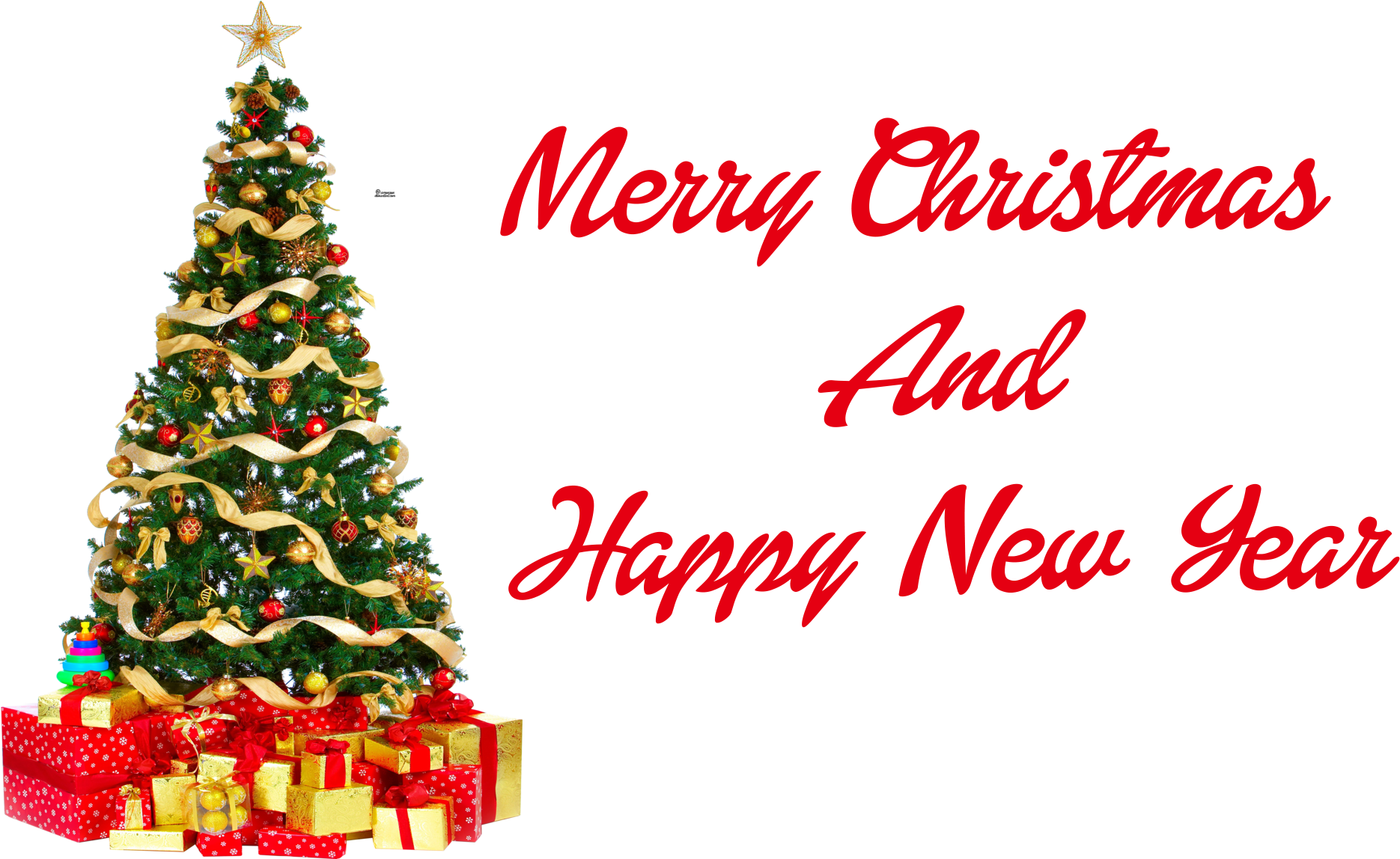 Festive Christmas Treeand New Year Greetings PNG Image