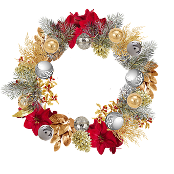 Festive Christmas Wreath PNG Image