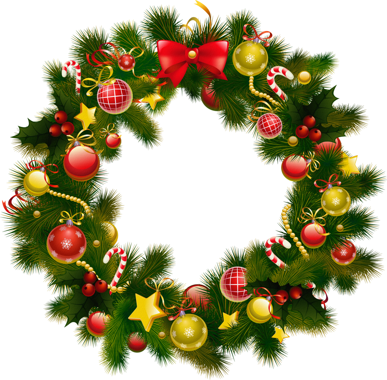 Festive Christmas Wreath Decoration.png PNG Image