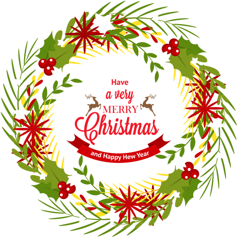 Festive Christmas Wreath Greeting PNG Image