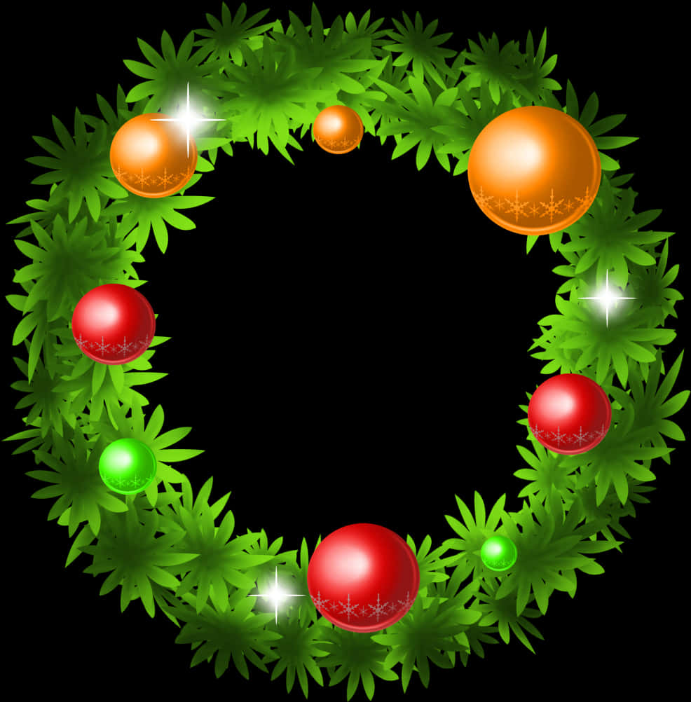 Festive Christmas Wreathwith Ornaments PNG Image