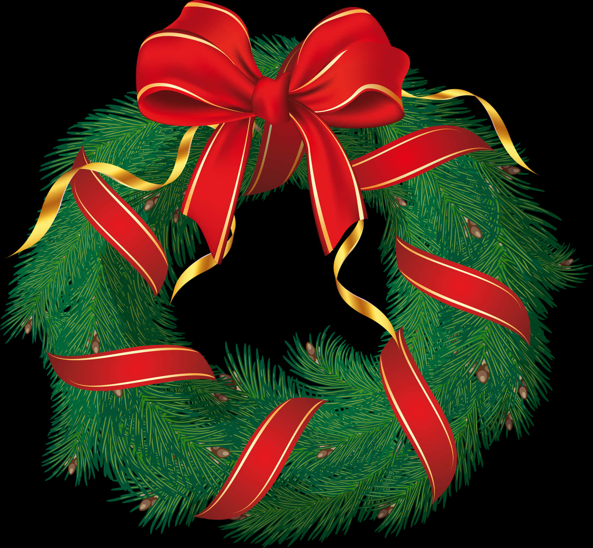 Festive Christmas Wreathwith Red Bow PNG Image