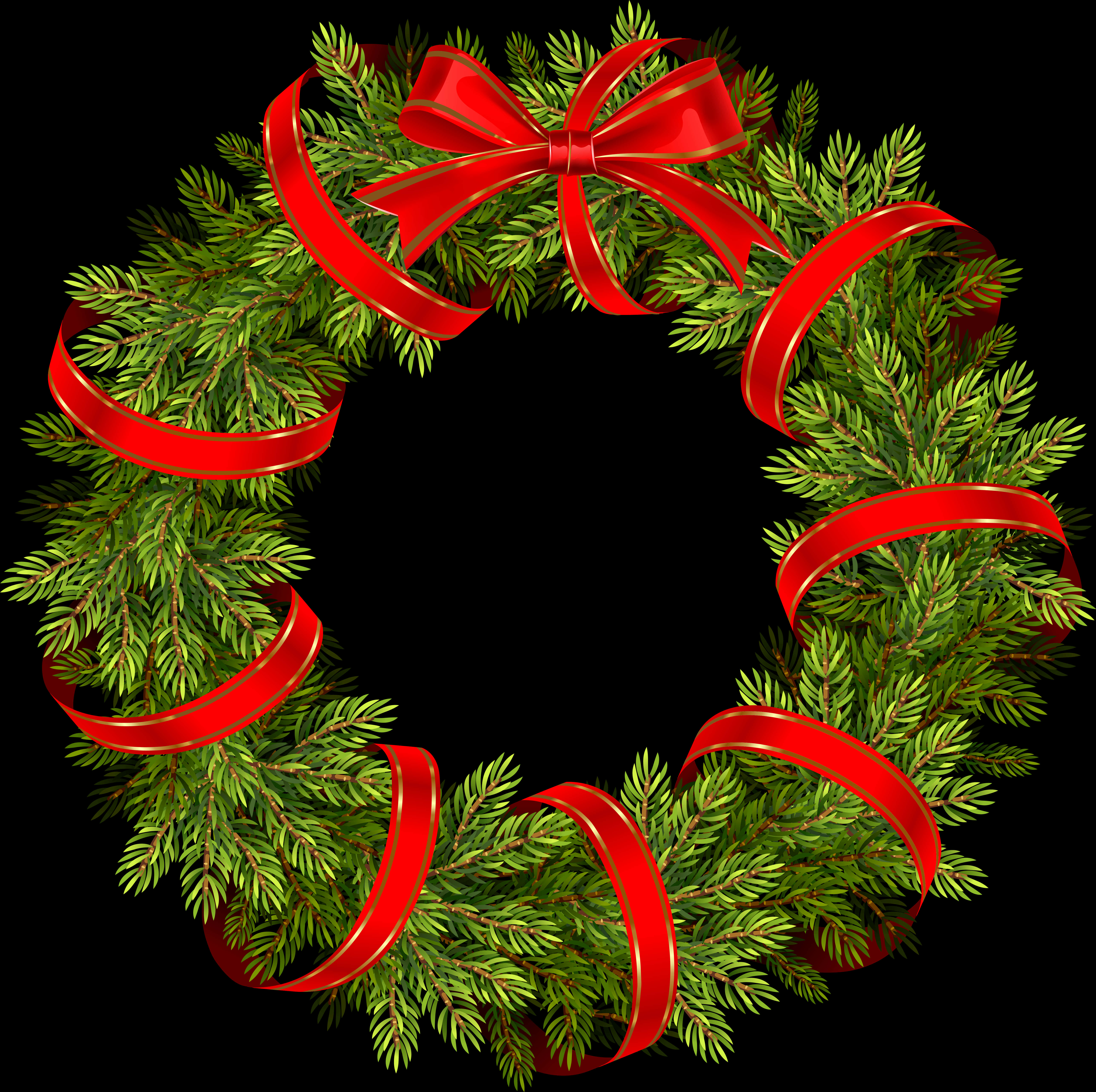 Festive Christmas Wreathwith Red Bow PNG Image