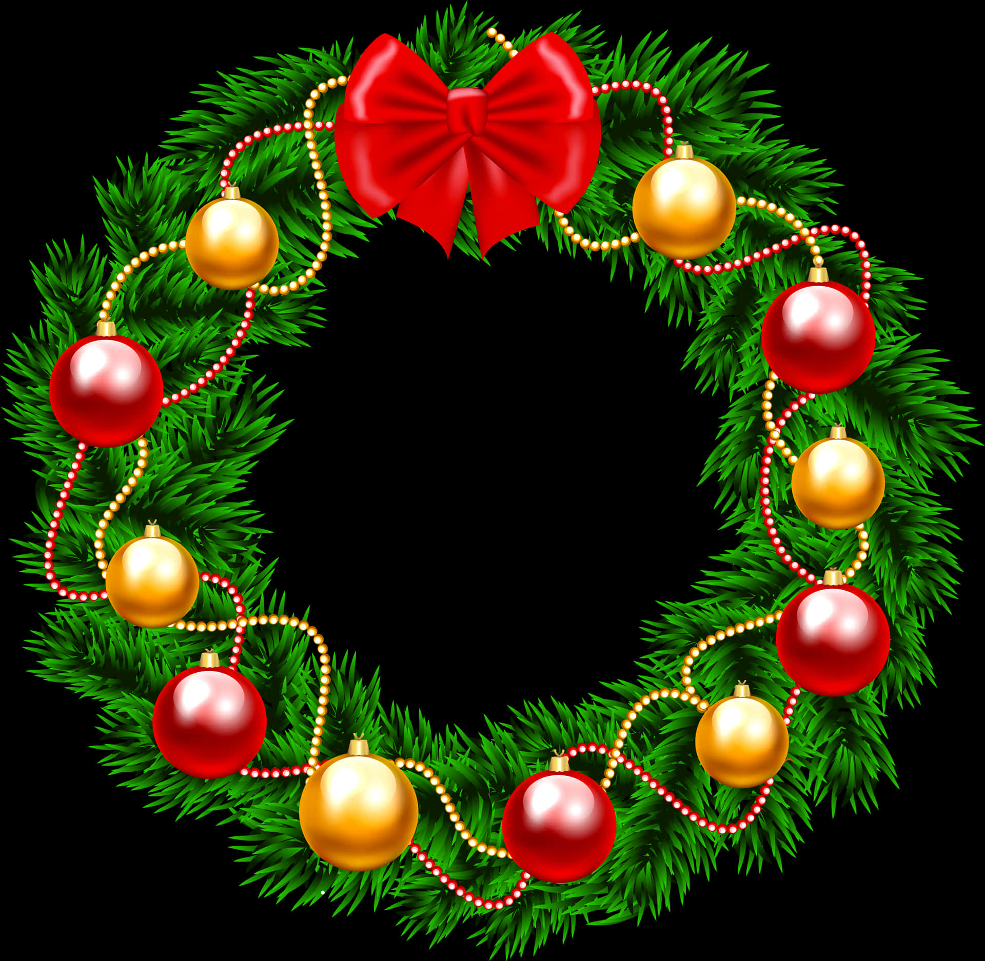 Festive Christmas Wreathwith Redand Gold Ornaments PNG Image