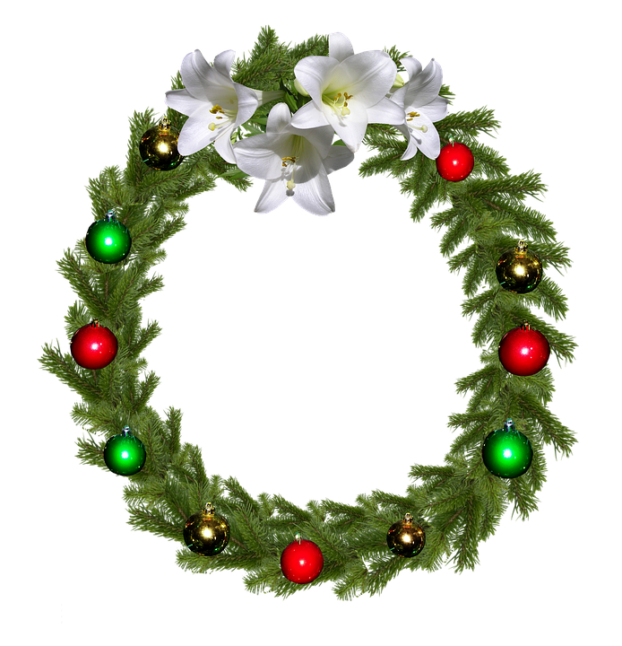 Festive Christmas Wreathwith White Lilies PNG Image