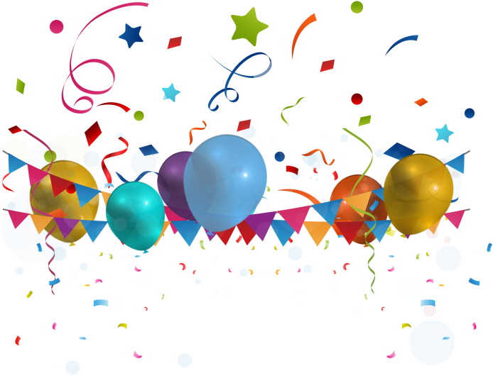 Festive Confettiand Balloons Celebration PNG Image