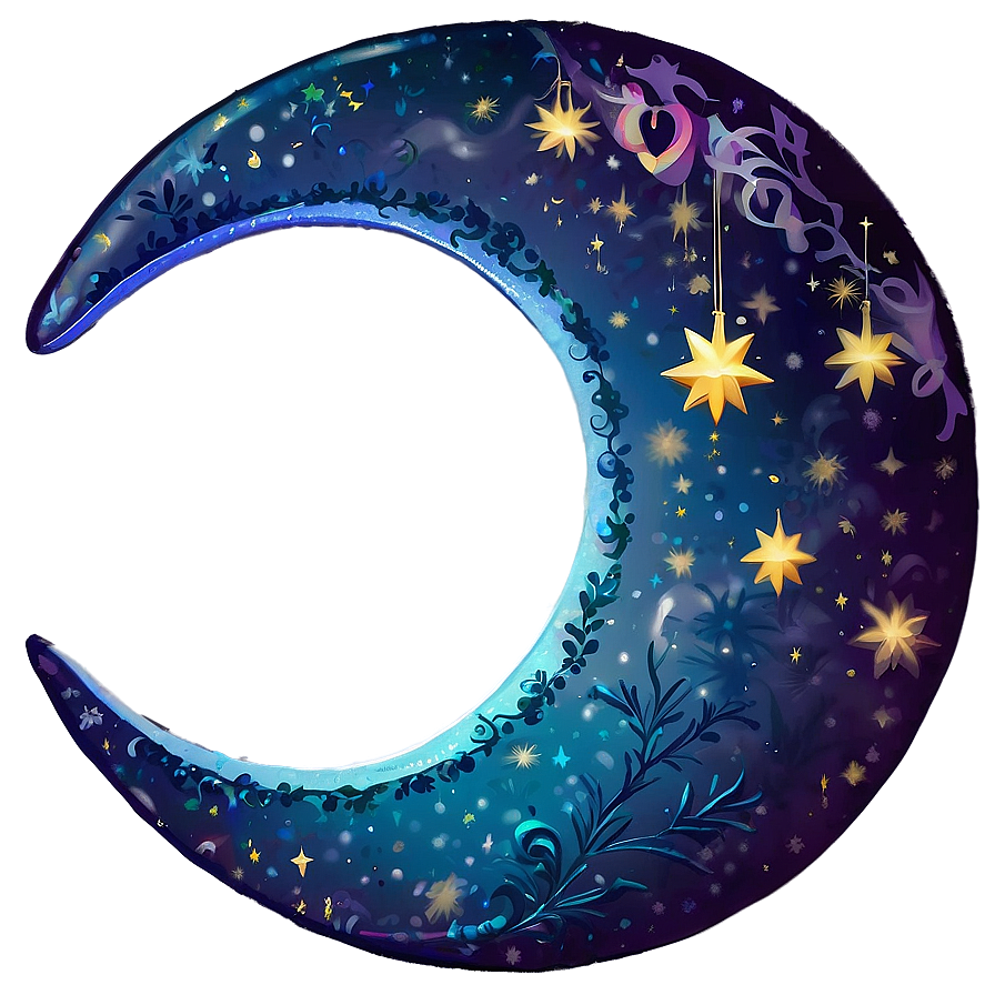 Festive Crescent Moon Decoration Png Wbp64 PNG Image