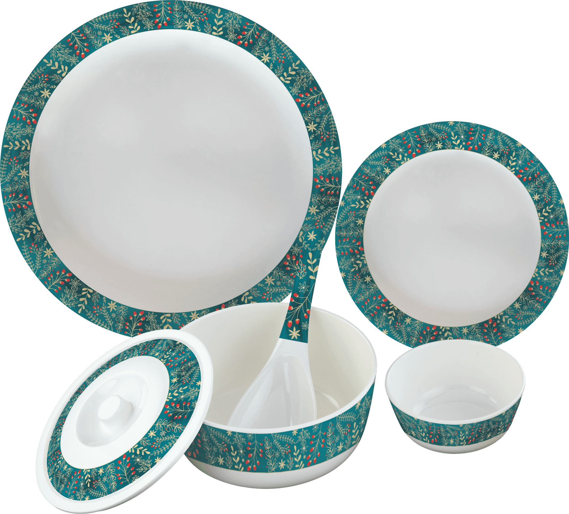 Festive Dinnerware Set PNG Image