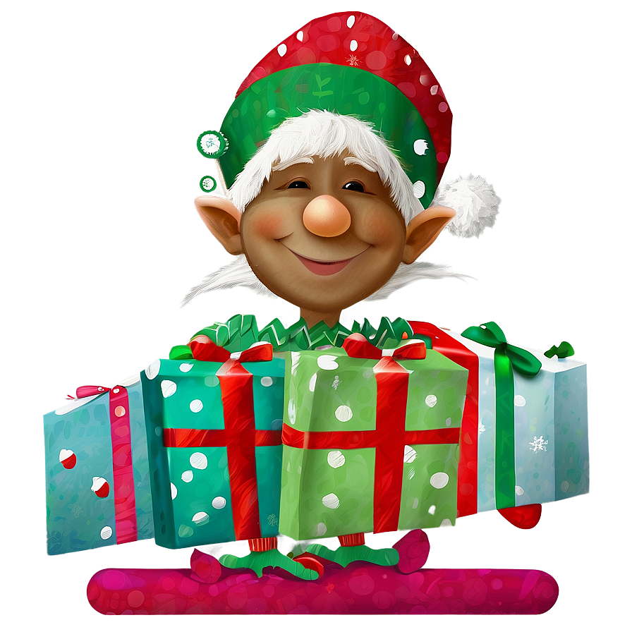 Festive Elf With Gifts Png 05232024 PNG Image