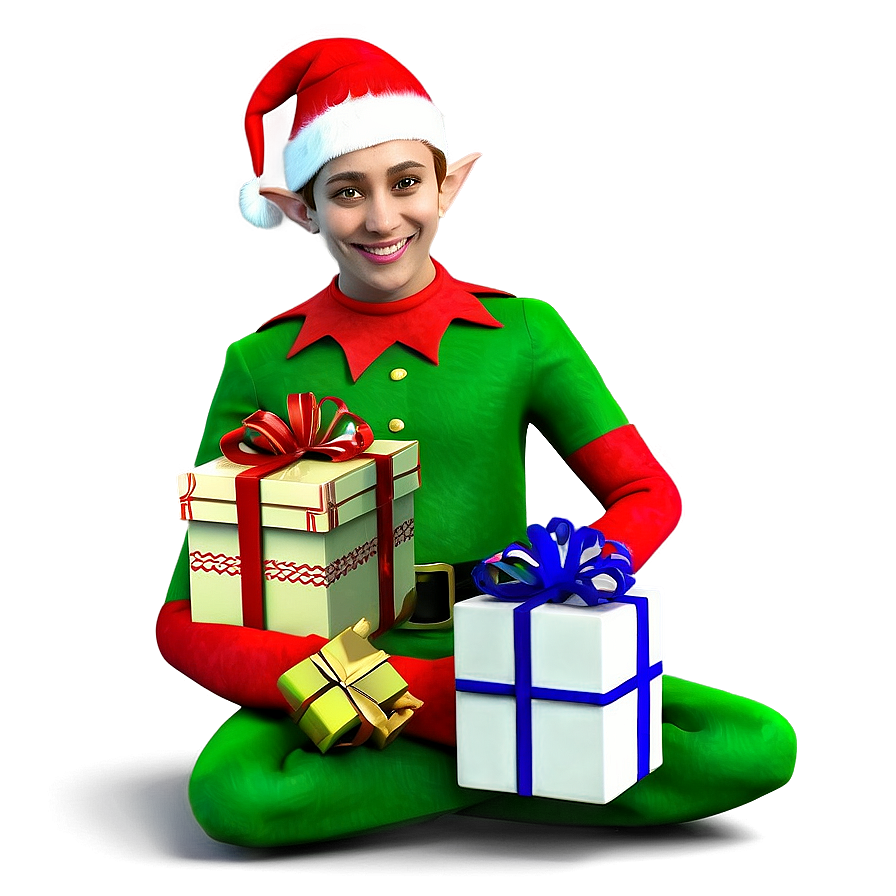 Festive Elf With Gifts Png 05232024 PNG Image