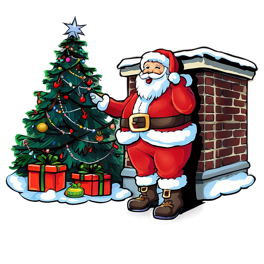 Festive Fireplace Santa Png Gnl PNG Image