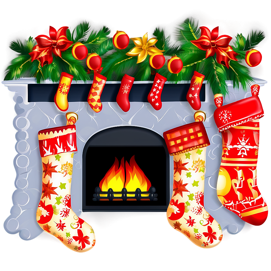 Festive Fireplace With Stockings Png 06262024 PNG Image