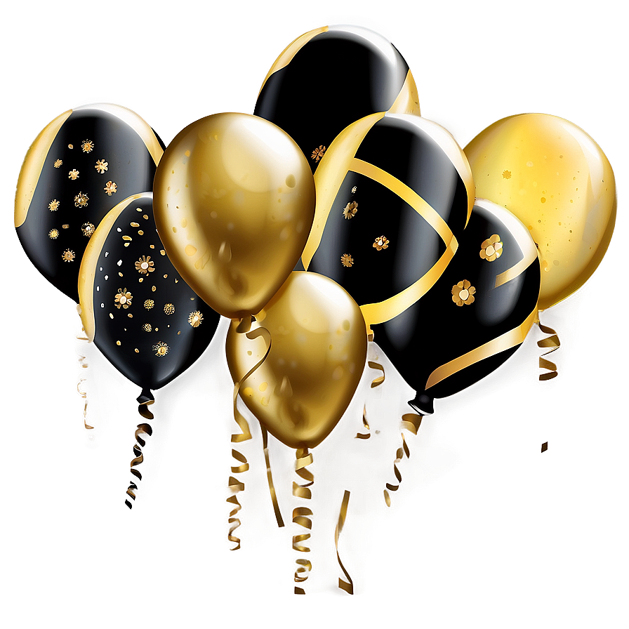 Festive Gold And Black Balloons Png 65 PNG Image