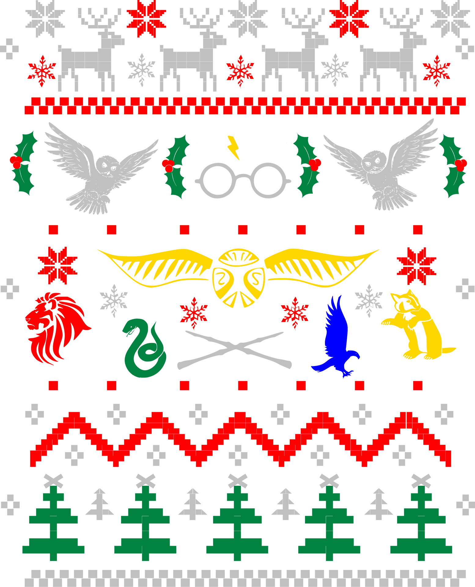 Festive Harry Potter Inspired Pattern PNG Image