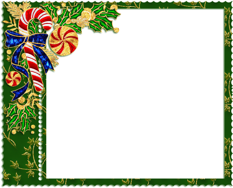 Festive Holiday Candy Cane Frame PNG Image