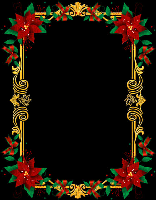 Festive Holiday Floral Frame PNG Image