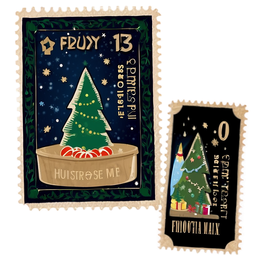 Festive Holiday Postage Stamp Png 06122024 PNG Image