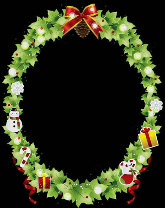 Festive Holly Christmas Border PNG Image