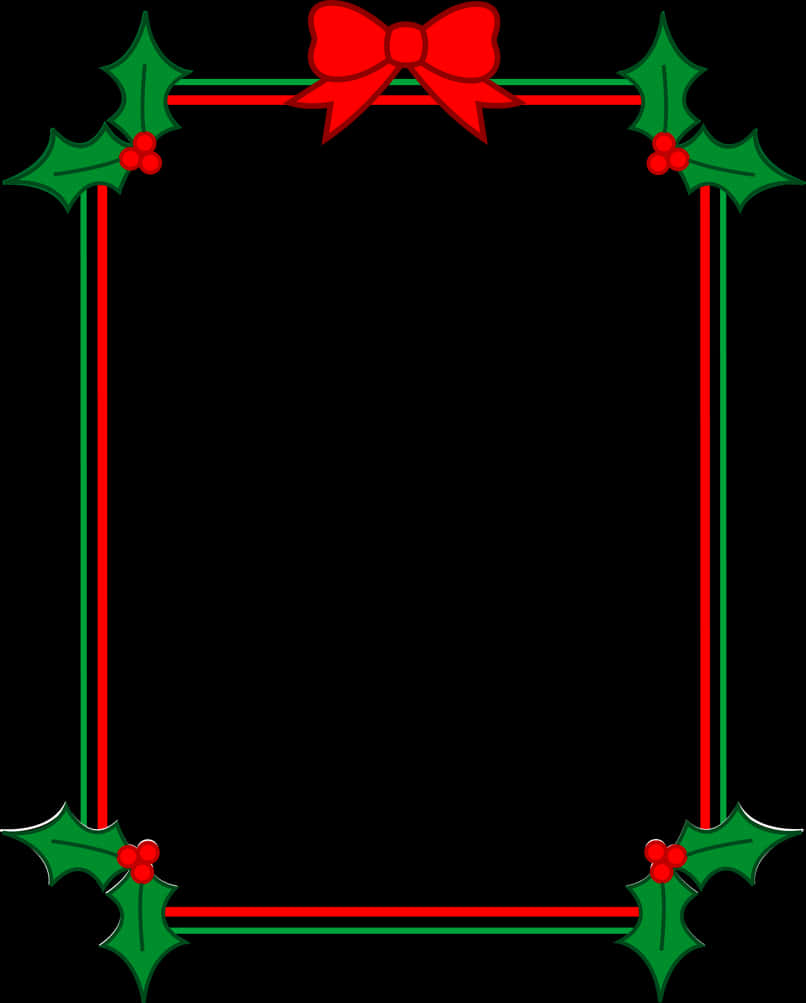 Festive Holly Christmas Border PNG Image