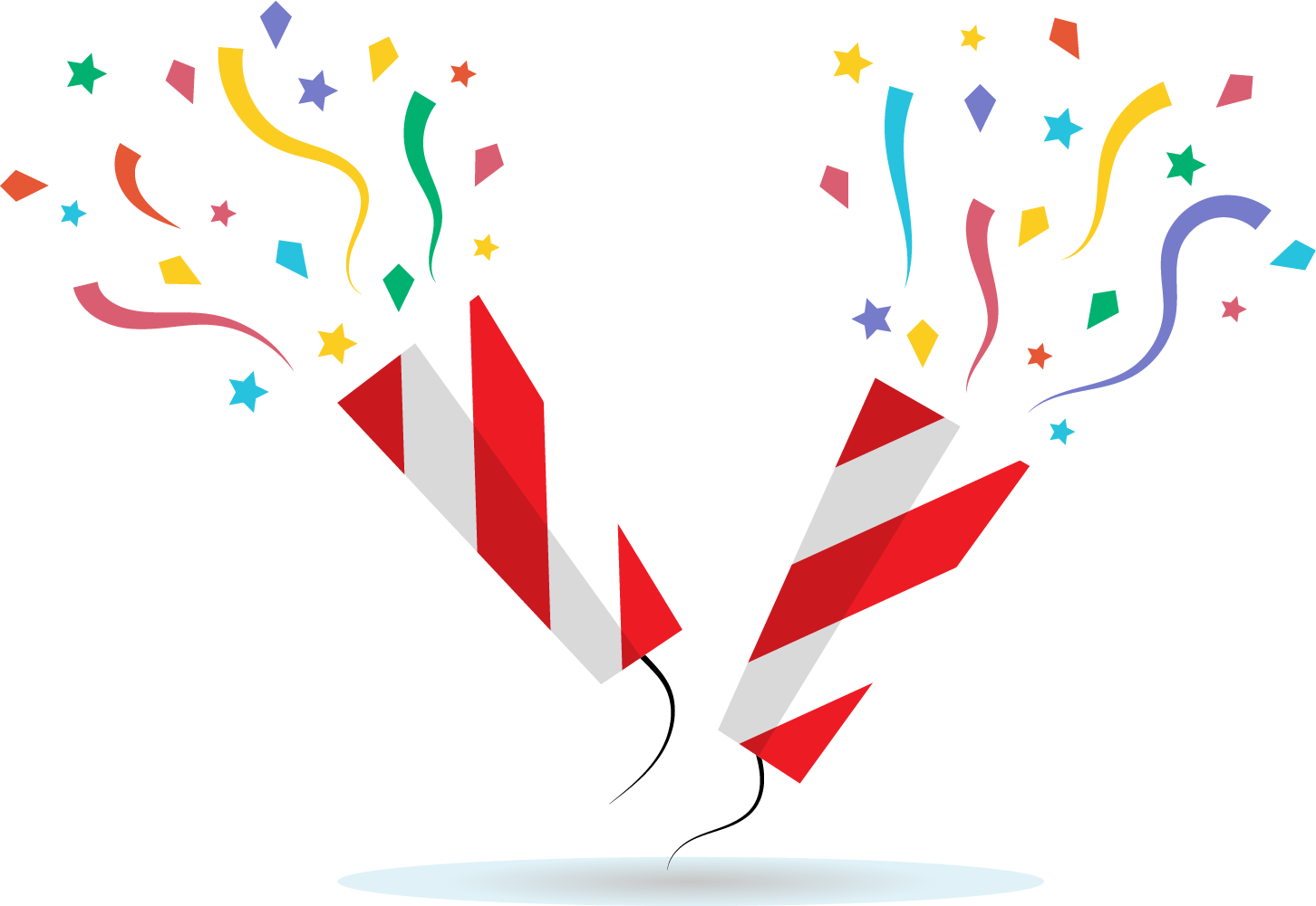 Festive Party Poppers Celebration PNG Image