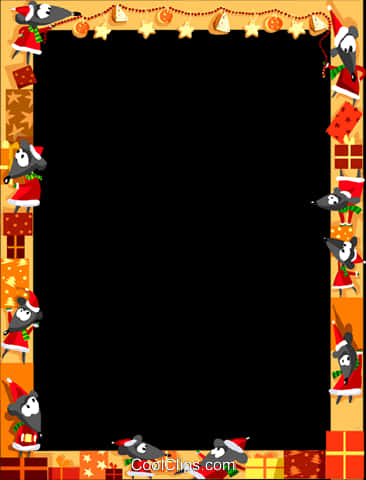 Festive Penguin Christmas Border PNG Image