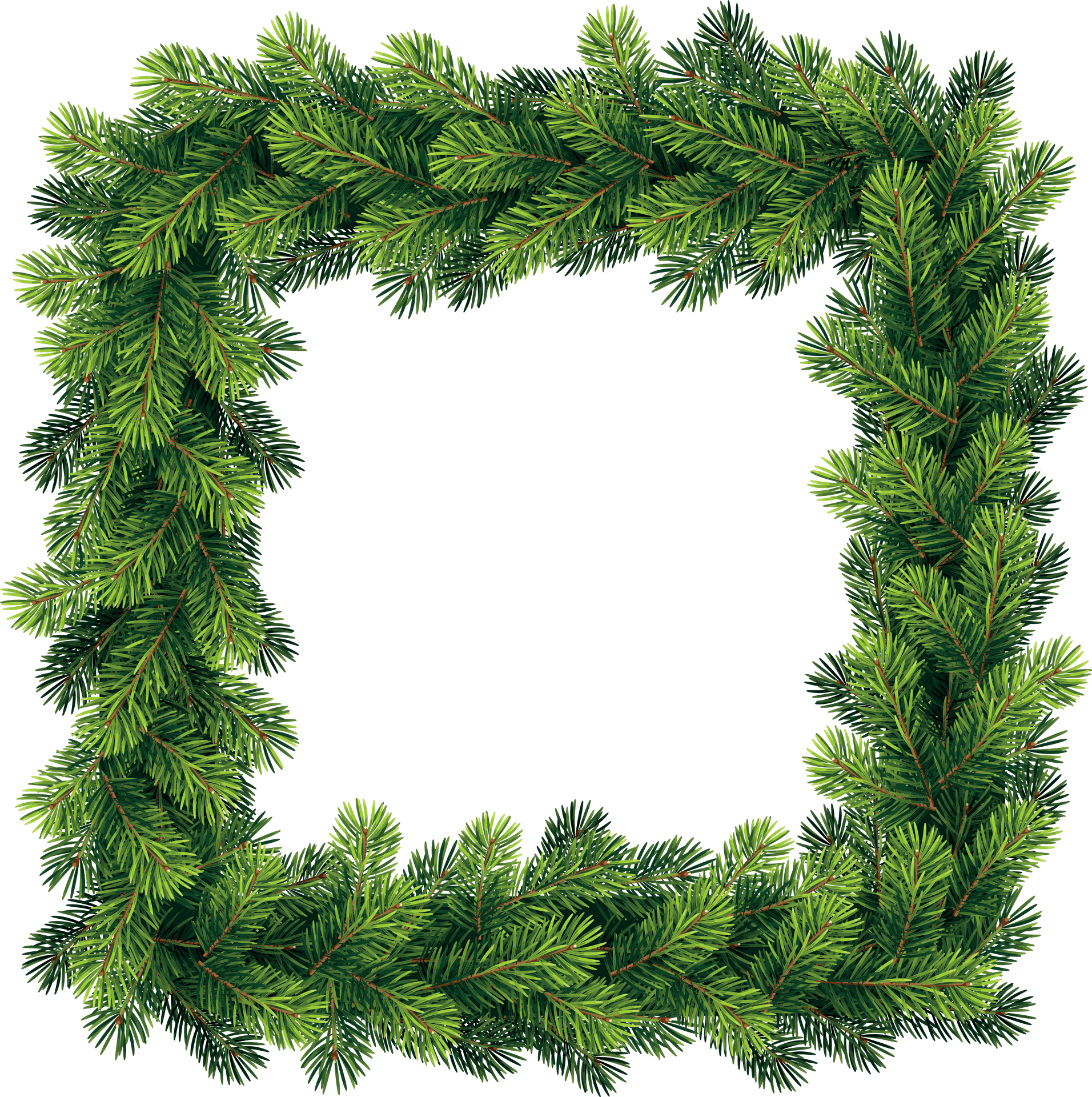 Festive Pine Frame Christmas Border PNG Image