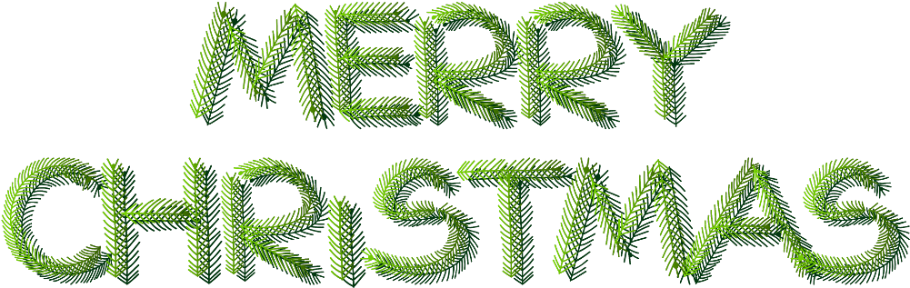 Festive Pine Needle Merry Christmas Text PNG Image